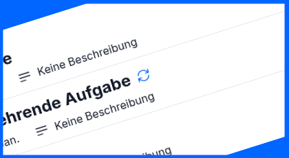 Bildschirmaufnahme auf der die ohne Anmeldung oder Log-in Task-Planner App sichtbar ist mit einer wiederkehrenden Aufgaben.